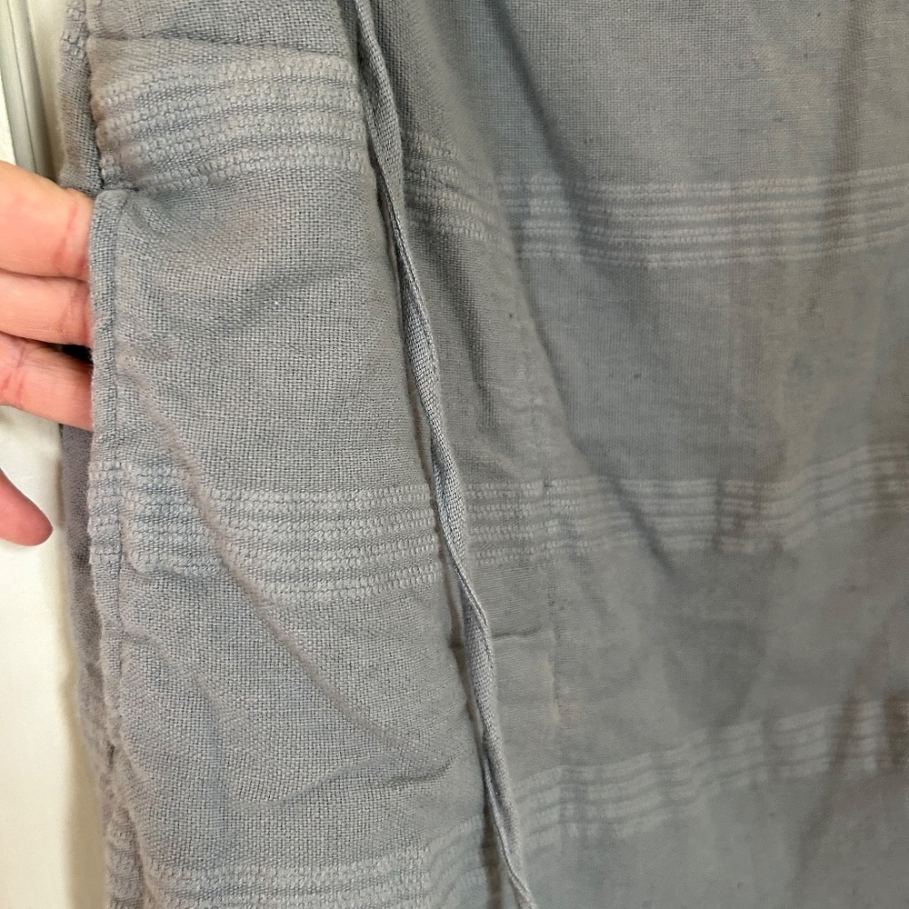 Free People Gray Blue Linen Texture Tank Top Cut Out Shoulder StripeTies Size M - Picture 9 of 11